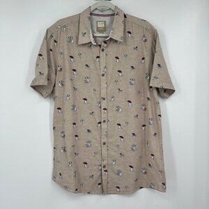 Point Zero Linen Button Shirt Men's Large beach chair umbrella Hawaiian Short Sl